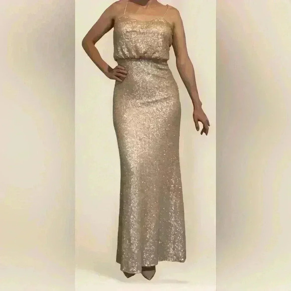 NWT Sorella Vita Gild Sequin Gown Rose Gold Size 8 - Picture 2 of 7